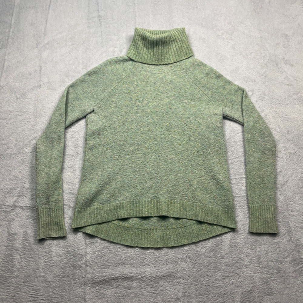J.Crew Turtleneck Sweater Women Green Marled Wool Alpaca Blend High Low Hem XXS
